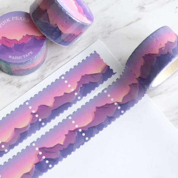 Stempel Washi Tape - 5m - Rosa Gebirge - Rolle oder Muster