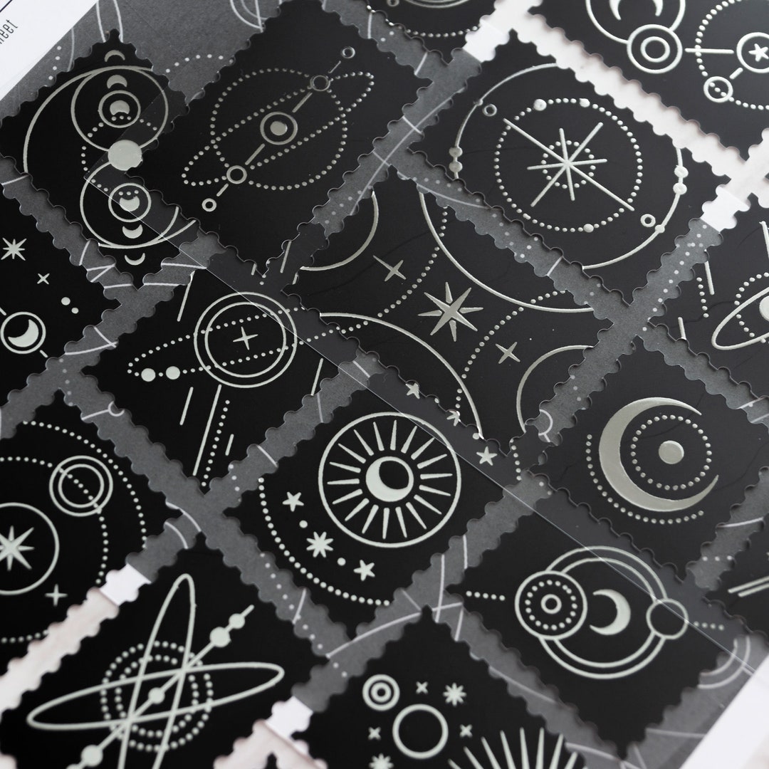 Silver Cosmos Sticker Sheet Pack With Silver Foil Details Journal ...