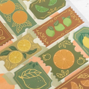 Stickervel Citrus Dream met goudfolie-details | Dagboekstickers
