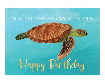 funny sea turtle birthday card | foiled happy birthday card