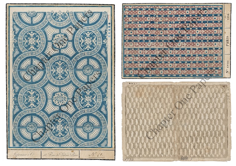 Motifs anciens Kit de papier journal indésirable bleu et sarcelle image 5