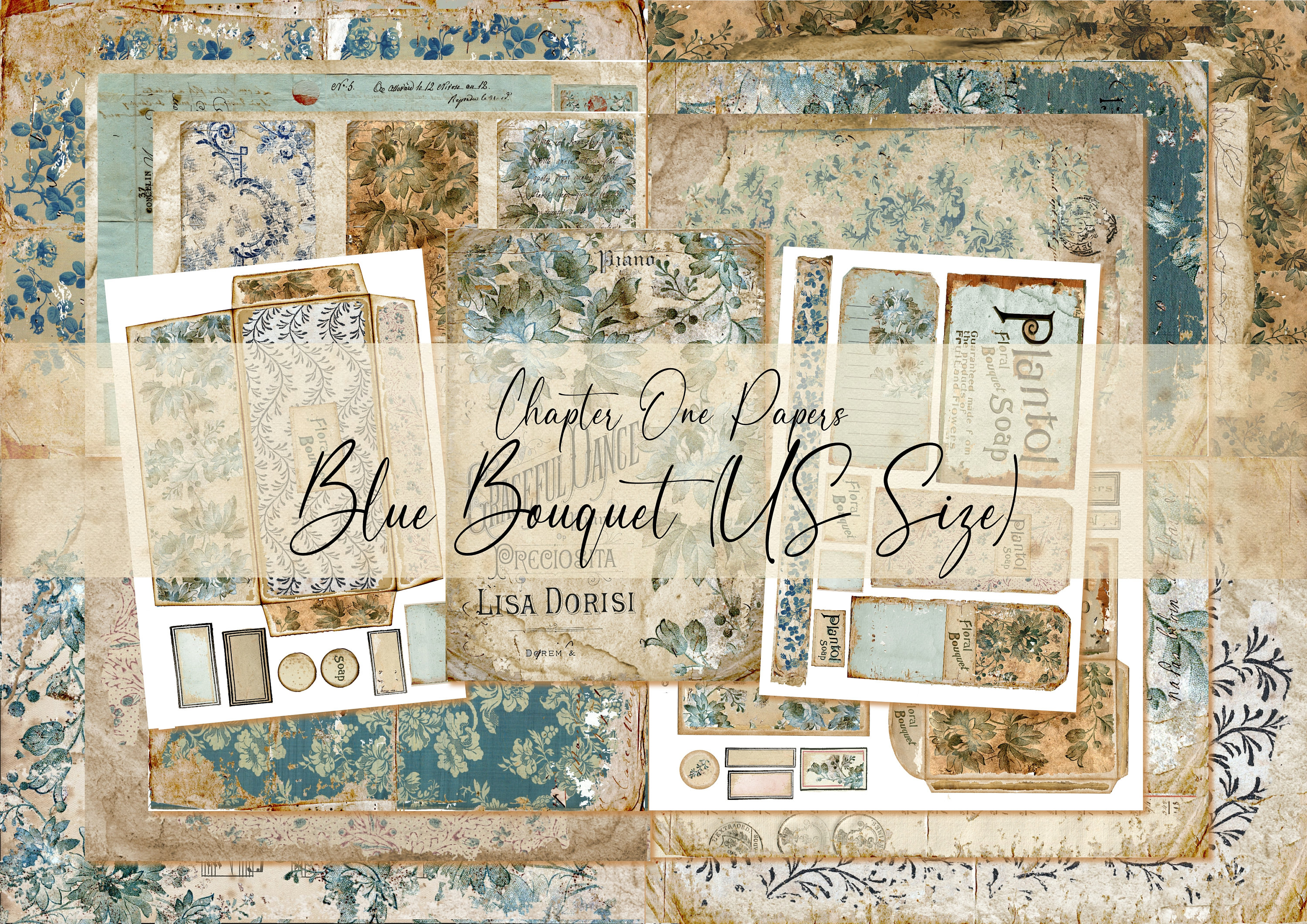 Blue Bouquet Junk Journal Kit (US Letter Size) - Etsy