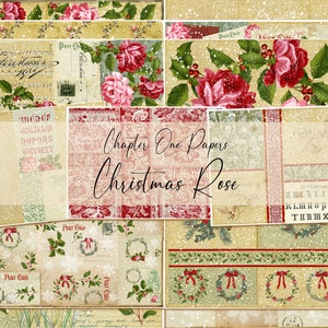 Christmas Rose Junk Journal Digital Kit (A4 size) for Instant Download Chapter One Papers