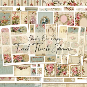 French Florals Ephemera Digital Junk Journal Kit (US Letter Size) for Instant Downlad Chapter One Papers