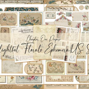 Kit de diário de itens efêmeros Delightful Florals (tamanho carta dos EUA)