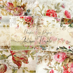 Antique Florals Junk Journal Digital Kit (A4 Size) for Instant Download Chapter One Papers