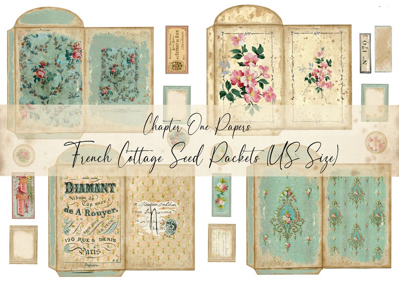 French Cottage Seed Packets (US Letter Size) Junk Journal Kit - Etsy