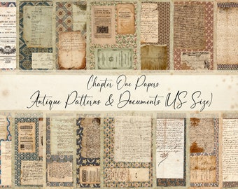 Zestaw papierów do dziennika staroci „Antique Patterns & Documents” (rozmiar US Letter)