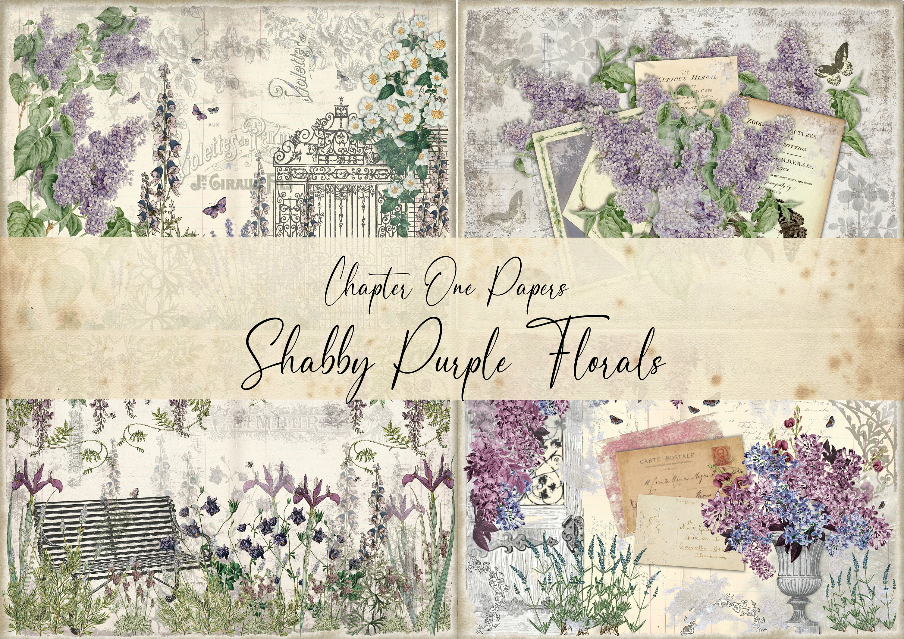 Shabby Purple Florals Junk Journal Kit (US Letter) - Etsy