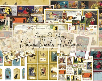 Vintage Spooky Halloween (A4 Size) Junk Journal Digital Kit for Instant Download Chapter One Papers