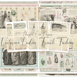 Französische Mode für Damen Französische Mode Digital Junk Journal Kit (US Letter Size) zum sofortigen Download von Kapitel Eins Papieren