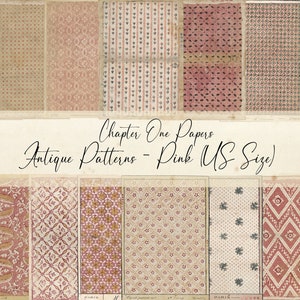 Antique Patterns Pink - Junk Journal Papers Kit