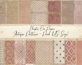 Antique Patterns Pink - Junk Journal Papers Kit