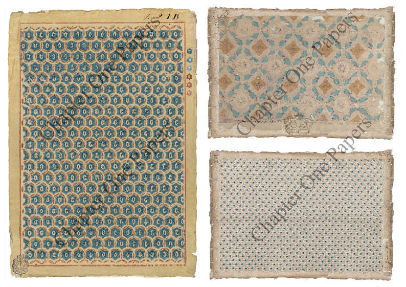 Motifs anciens Kit de papier journal indésirable bleu et sarcelle image 6