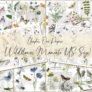Wildflower Moments Junk Journal Papers (formato lettera USA)