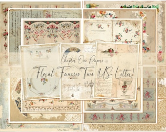 Floral Fancies Two Junk Journal Papers Kit