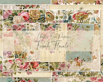 French Florals Digital Junk Journal Kit (A4 Size) for Instant Download Chapter One Papers