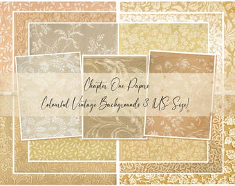 Colourful Vintage Backgrounds 3 Junk Journal Papers Kit (US Size)