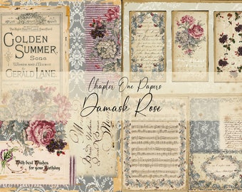 Damask Rose Junk Journal Kit (A4 Size)