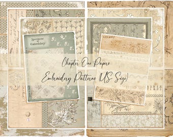 Embroidery Patterns Junk Journal Kit