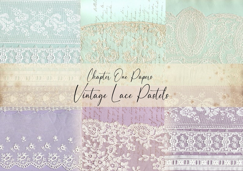 Antique Pattern Library Pastel Vintage Lace Pastels Junk Journal Papers Kit (US Letter Size) - Etsy