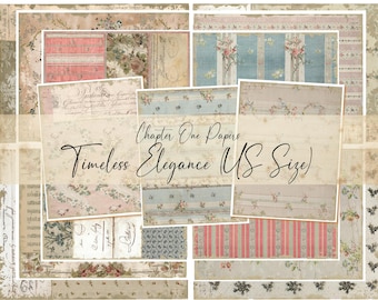 Timeless Elegance Junk Journal Papers Kit (US Letter Size)