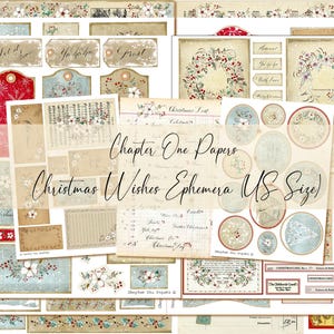 Weihnachtswünsche Ephemera Junk Journal Digital Kit (US Letter Größe)