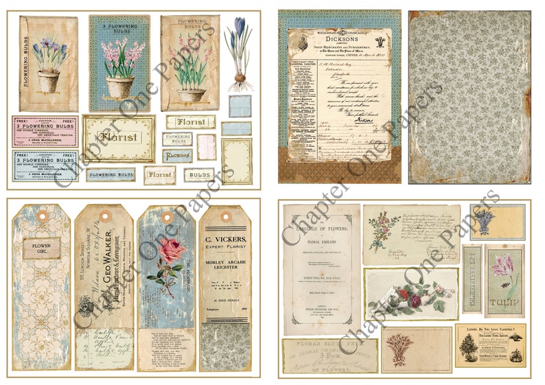 El kit efímero de floristería vintage tamaño A4 imagen 3