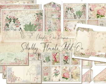 Shabby Florals Add On Junk Journal Digital Kit (US LETTER SIZE) for Instant Download ChapterOnePapers
