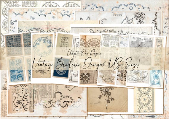 Vintage Broderie Designs Junk Journal Kit (US Letter Size) - Etsy