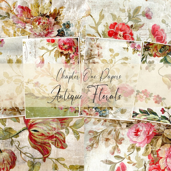 Antique Florals Junk Journal Digital Kit (US Letter Size) for Instant Download Chapter One Papers