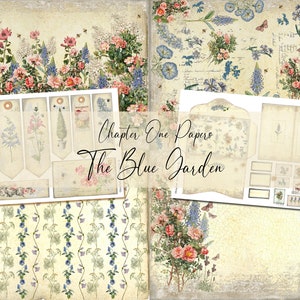 The Blue Garden Junk Journal Digital Kit US Letter Size for Instant Download Chapter One Papers image 4