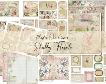 Shabby Florals Junk Journal Digital Kit (A4 SIZE) for Instant Download Chapter One Papers