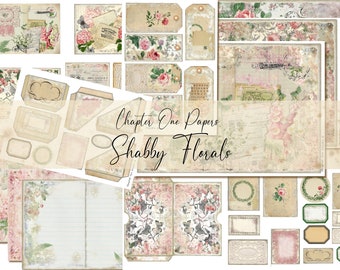 Shabby Florals Junk Journal Kit (US LETTER SIZE) for Instant Download Chapter One Papers