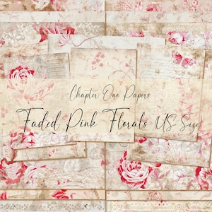 Faded Pink Florals Junk Journal Papers Kit