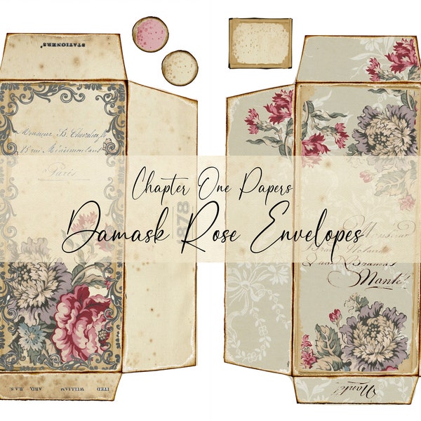 Damask Rose Envelopes Junk Journal Kit (US Letter Size)