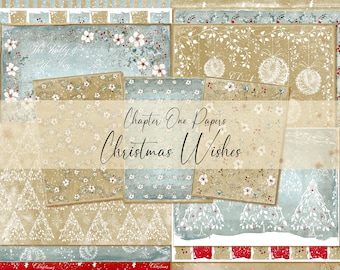 Christmas Wishes Junk Journal Digital kit (A4 size) for Instant Download Chapter One Papers