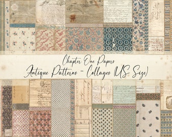 Antique Patterns - Collages Junk Journal Papers Kit