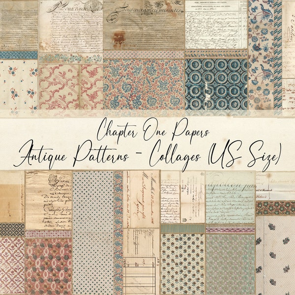 Antique Patterns - Collages Junk Journal Papers Kit