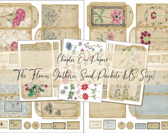 The Flower Gatherer Seed Packet Junk Journal Ephemera Kit (US Letter Size)