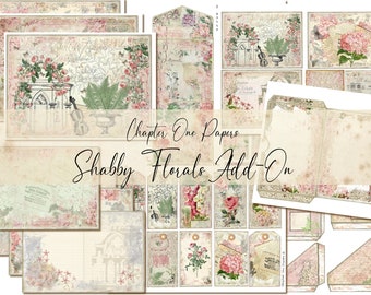 Shabby Florals ADD-ON Junk Journal Digital Kit (A4 SIZE) for Instant Download Chapter One Papers