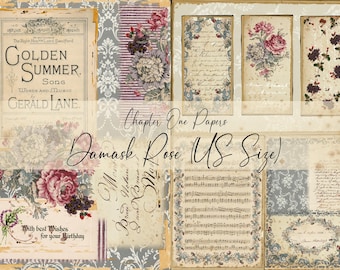 Damask Rose Junk Journal Kit (US Letter Size)