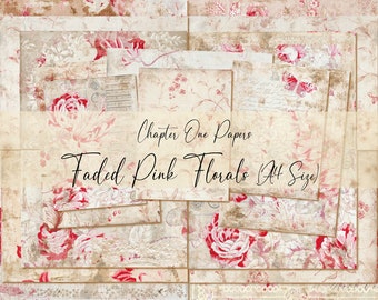 Faded Pink Florals Junk Journal Kit (A4 Size)