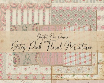 Ditsy Pink Floral Mixtures Junk Journal Kit (A4 Size)