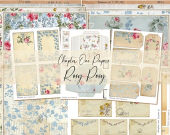 Rosy Posy Junk Journal Digital Kit (A4 Size) for Instant Download Chapter One Papers