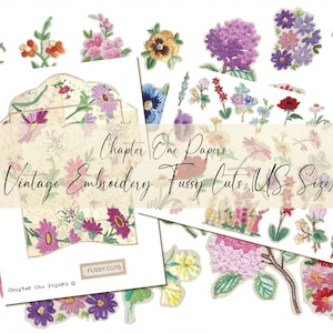 Kit de brodage vintage Fussy Cuts pour journal indésirable (format lettre US)
