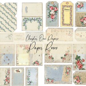 Paper Roses Digital Junk Journal Kit US Letter Size for Instant Download Chapter One Papers image 5