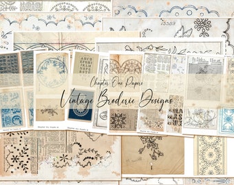 Vintage Broderie Designs Junk Journal Digital Kit (A4 Size) for Instant Download Chapter one Papers
