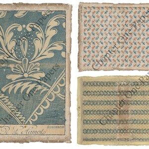 Motifs anciens Kit de papier journal indésirable bleu et sarcelle image 4