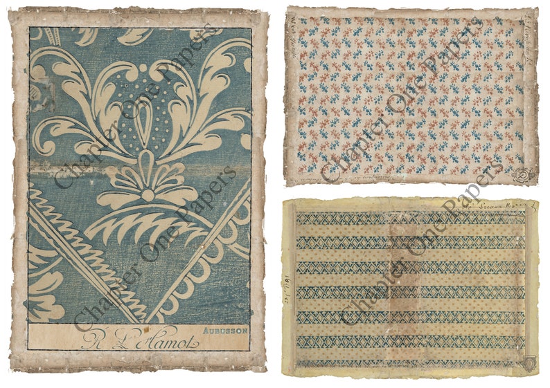 Motifs anciens Kit de papier journal indésirable bleu et sarcelle image 4